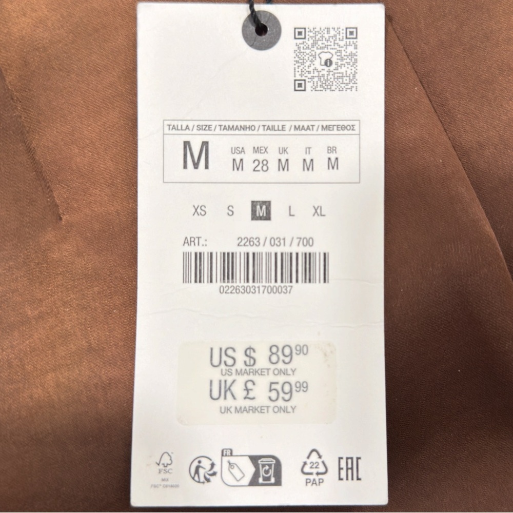 Zara brown midi pencil SATIN EFFECT SKIRT ZW COLLECTION - Picture 13 of 13